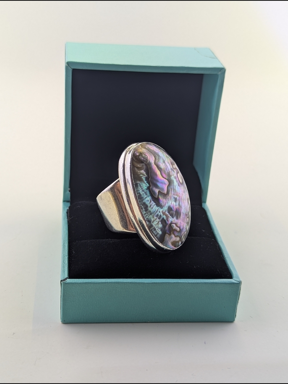 ✨ Vintage Massive Mete Sterling Silver Oval Abalone Shell ✨